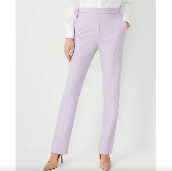 {Ann Taylor} The Straight Pants in Bi-Stretch in Soft Violet - Size 2T - Picture 1 of 13
